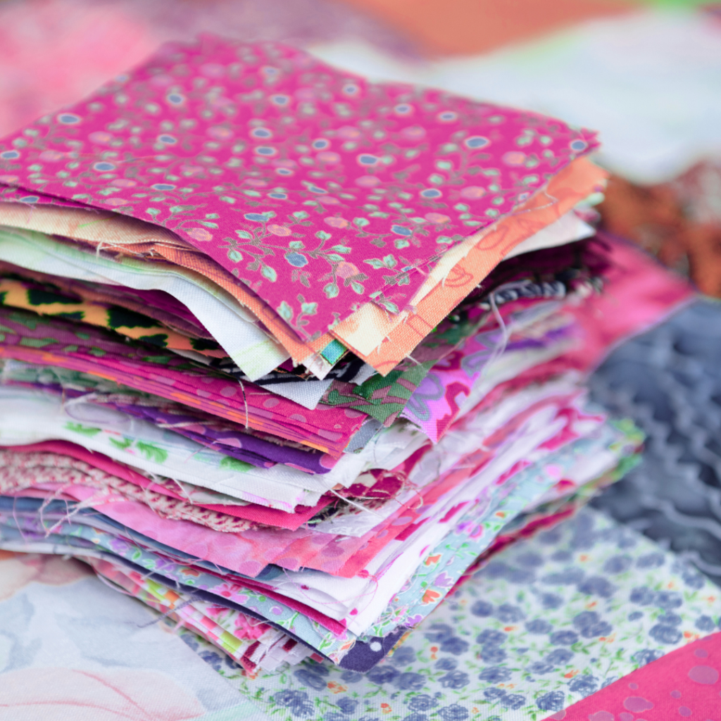 pink and blue quilt squares