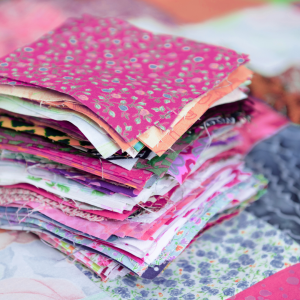 pink and blue quilt squares